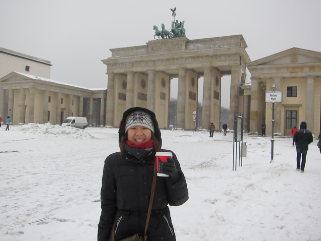 Brandenburg Gate with some tea as it was very cold on the walking tour.